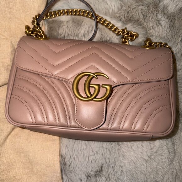 Gucci Marmont Medium Shoulder Bag - Pink-Beige - Picture 5 of 8